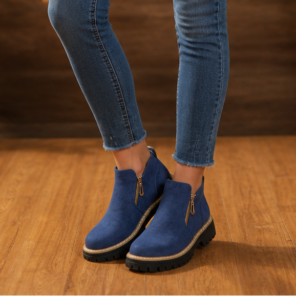 Stridewell – Square-Heel Zip-Up Ankle Boots