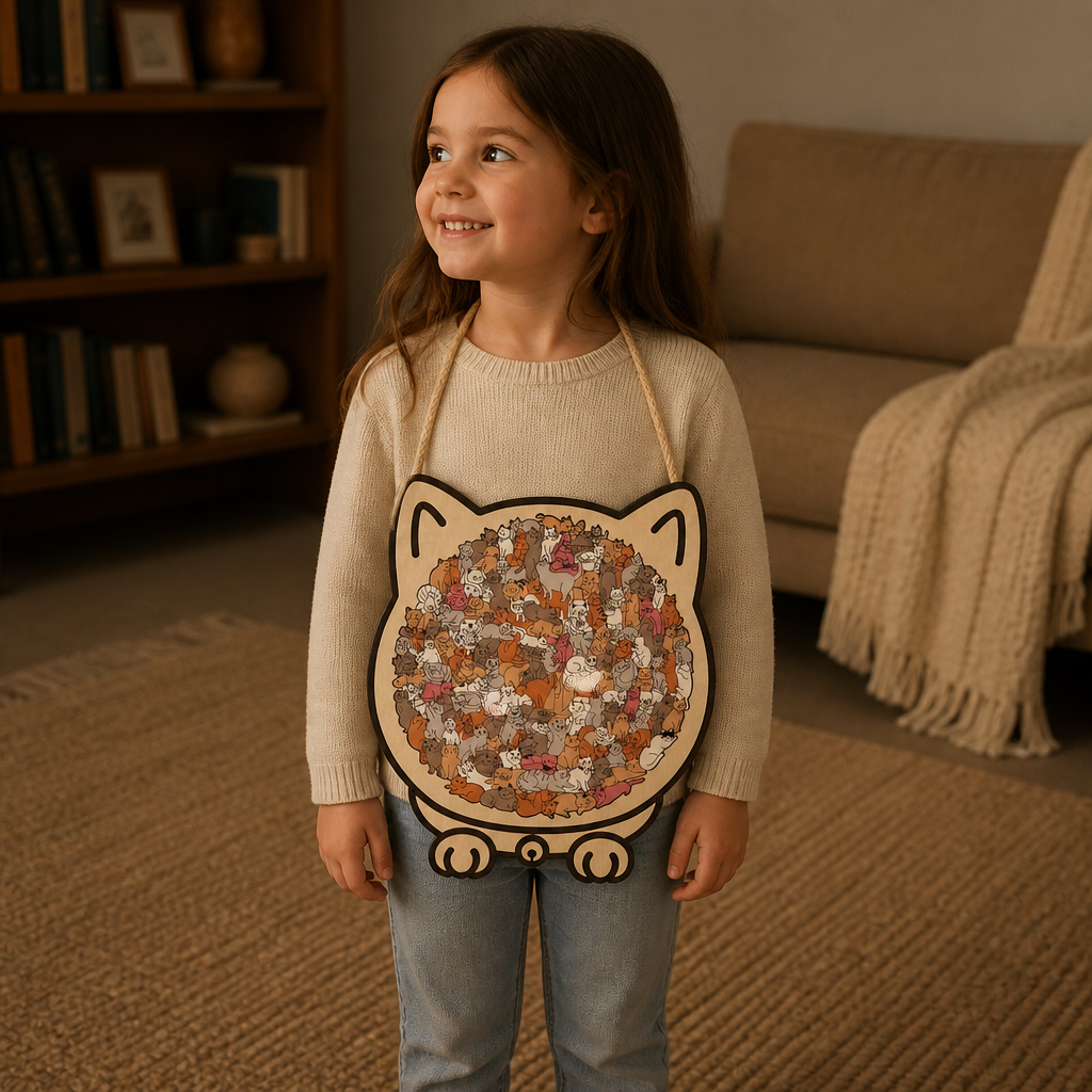 FUNNEL · Purrzzle – 135-Piece Cat-Shaped Wooden Jigsaw Puzzle