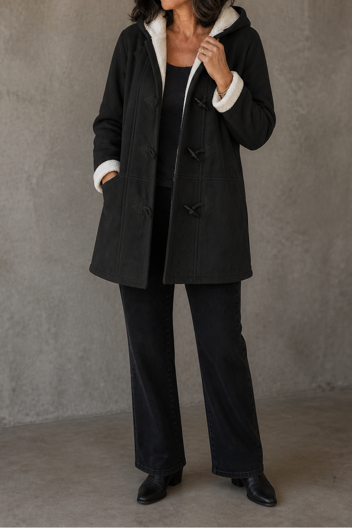 Suedeluxe – Hooded Faux Suede Coat With Plush Lining