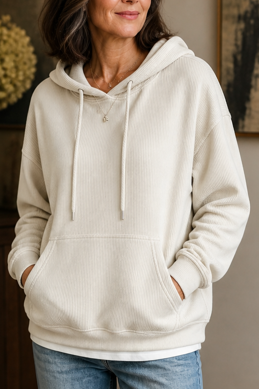 Corduvie – Ribbed Corduroy-Look Hoodie With Pockets