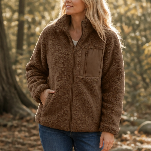 Veluna – Fleece-Look Zip-Up Winter Jacket