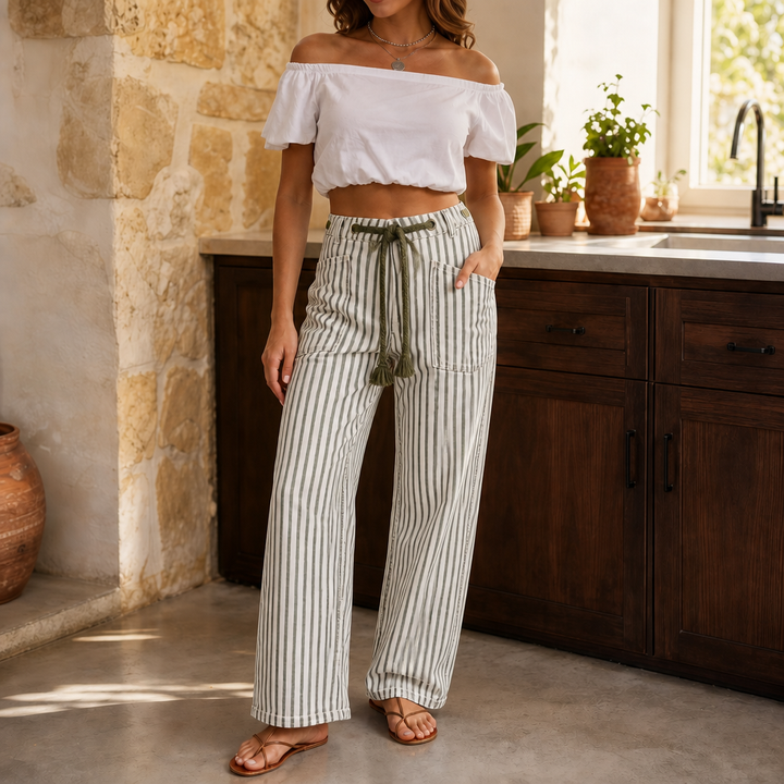 Longleg Denim Co. – Wide-Leg Drawstring Denim look Pants