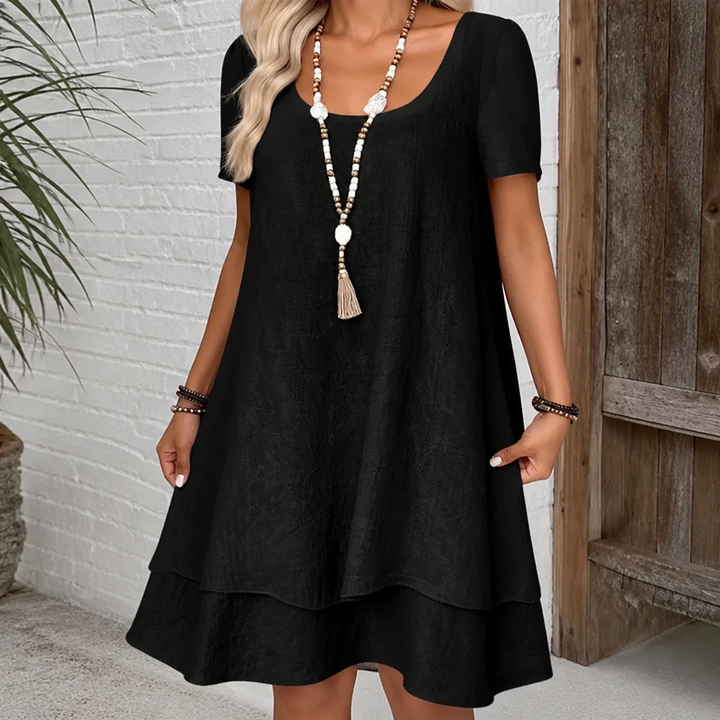 Linora – Double Hem A-Line Cotton-Linen Dress