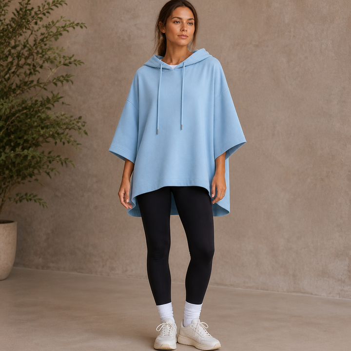 Wearlyn – Oversized Half-Sleeve Hooded Poncho Sweatshirt