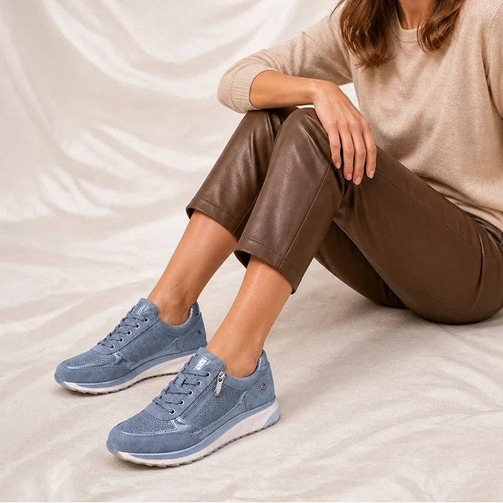 Eugénie Zip – Metallic Accent Casual Sneakers