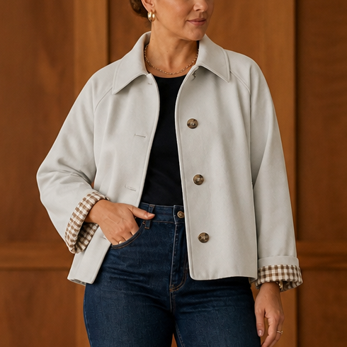 Tartanelle – Checked-Lining Raglan Casual Coat