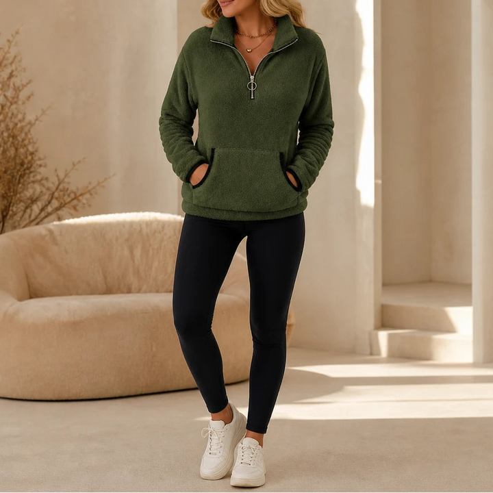 Veluna – Plush Half-Zip Fleece Pullover