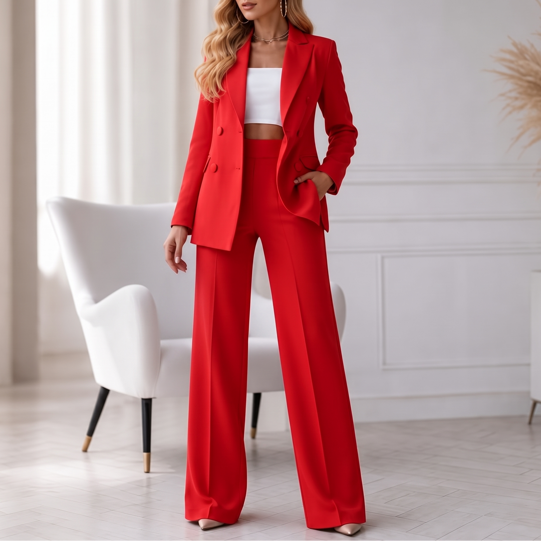 Wearbella – Double-Breasted Blazer And Tailored Pants Set
