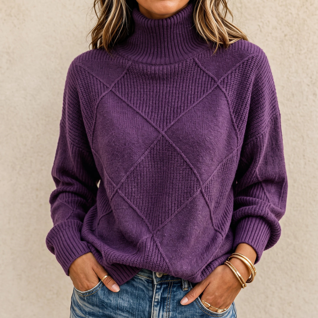 Argylelle – Diamond-Knit Turtleneck Sweater