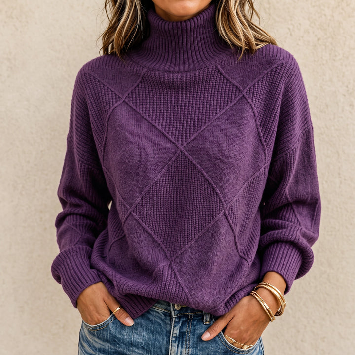Argylelle – Diamond-Knit Turtleneck Sweater