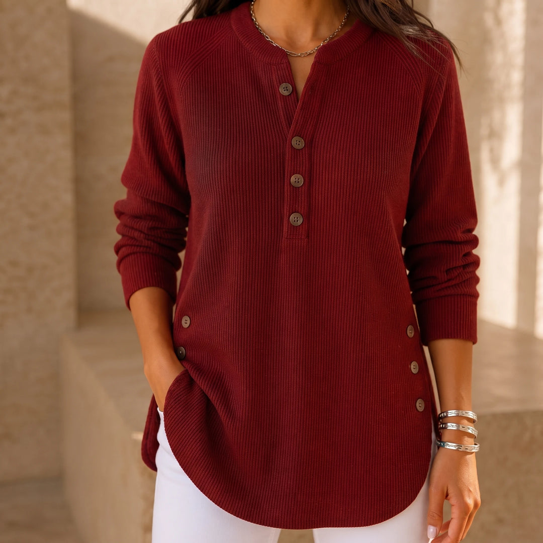 Henley Haven – Button-Hem Henley Tunic Sweater