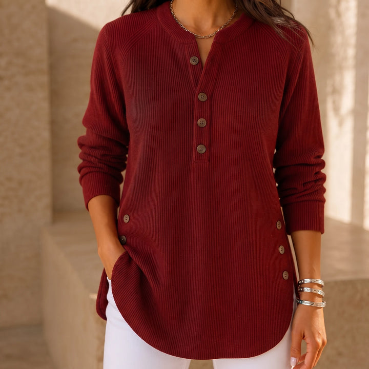 Henley Haven – Button-Hem Henley Tunic Sweater