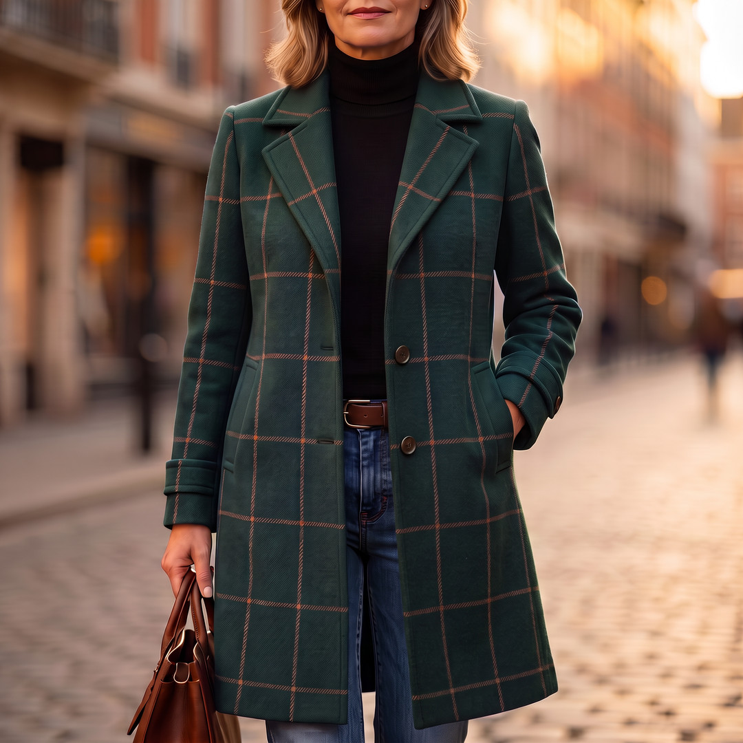 Checkwell – Royal Blue Checkered Two-Button Coat
