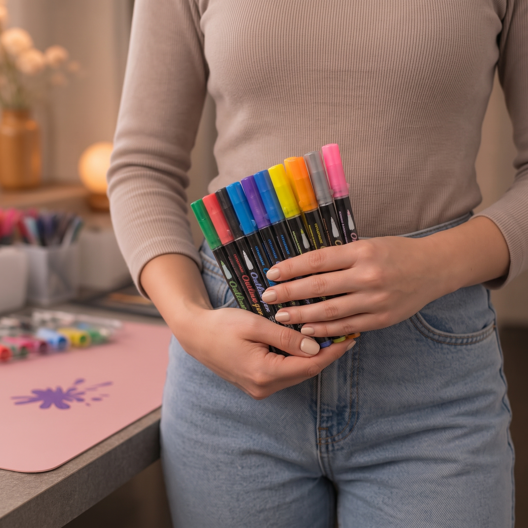 Twinora – Dual-Outline Metallic Ink Marker Set