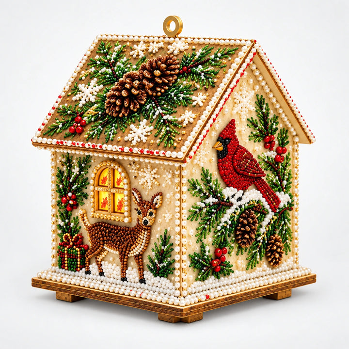 Hearthglint – 3D Wooden Diamond Painting Christmas House Kit