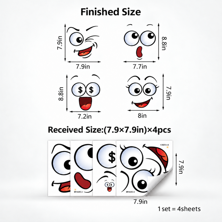 FaceSprout – Cartoon Face Decals For Household Items (4-pack set)