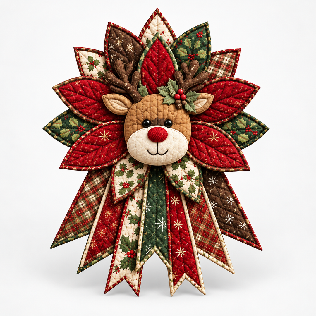 Patchwork & Bow – Quilted Poinsettia Christmas Bow Sewing Kit