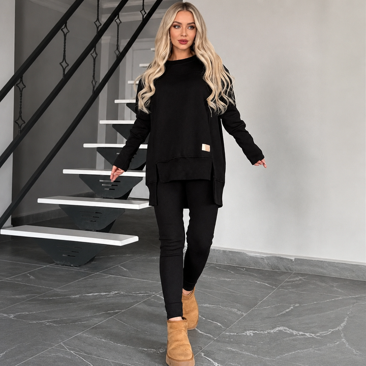 Wearbella – Split-Style Long-Sleeve Top And Pants Set