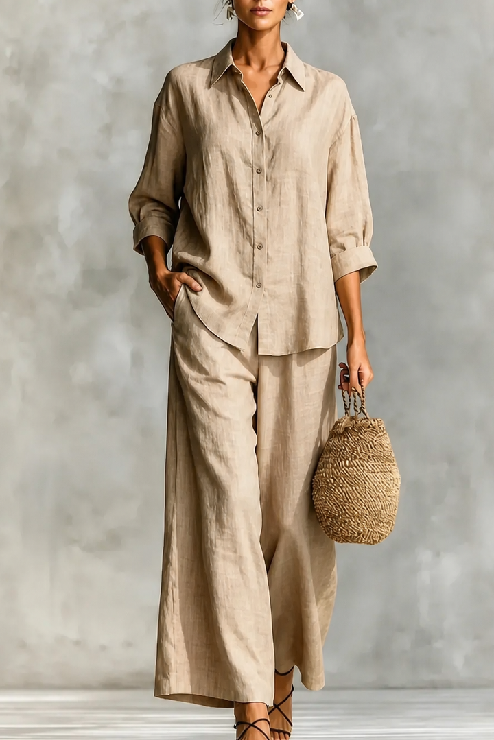 Setwell – Shirt And Wide-Leg Pants Set