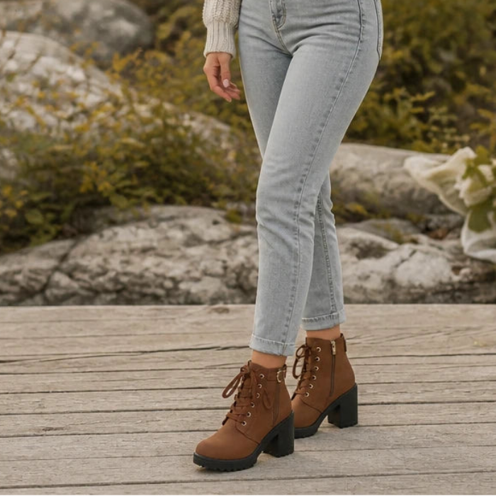 Stridewell – Buckle Lace-Up Chunky Platform Ankle Boots
