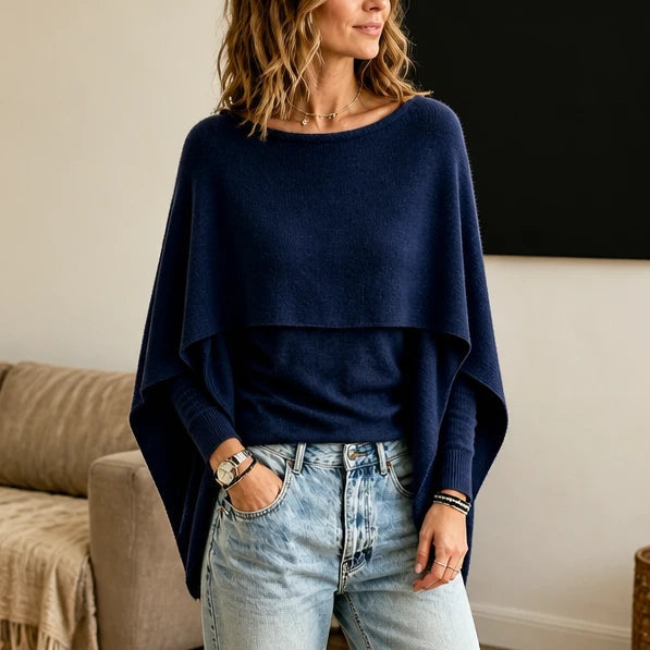 Capella Knit – Cape Sleeve Round Neck Sweater