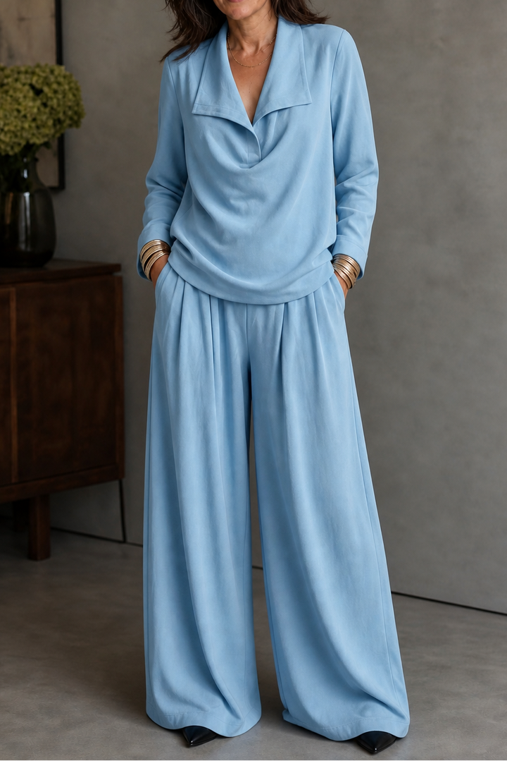 Wearbella – Ribbed Knit Draped Top. And Pants Set