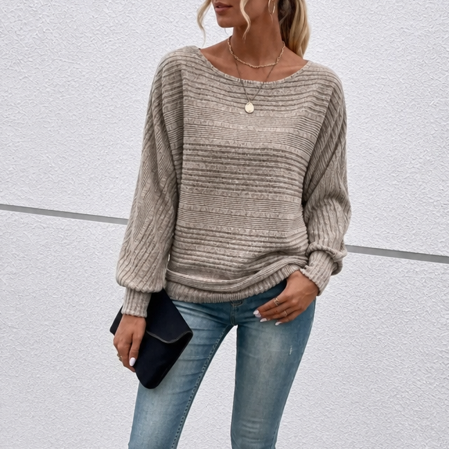 Mayfield – Striped Boat-Neck Long-Sleeve Knit Top