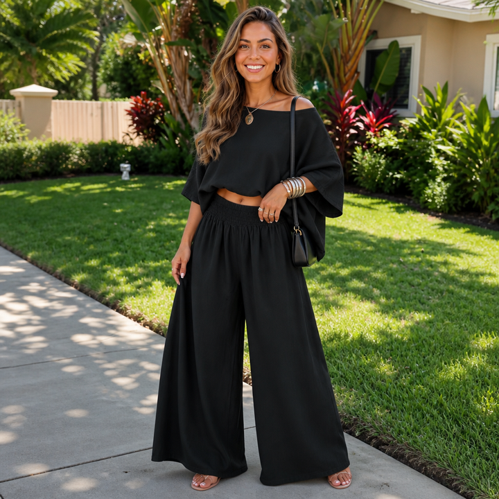 Elowen Set – Oversized Twill Top And Wide-Leg Pants Set