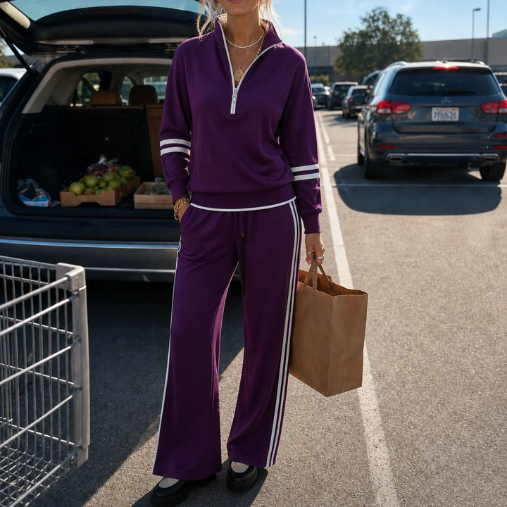 Veloura – Relaxed Knit Top And Wide-Leg Pants Set