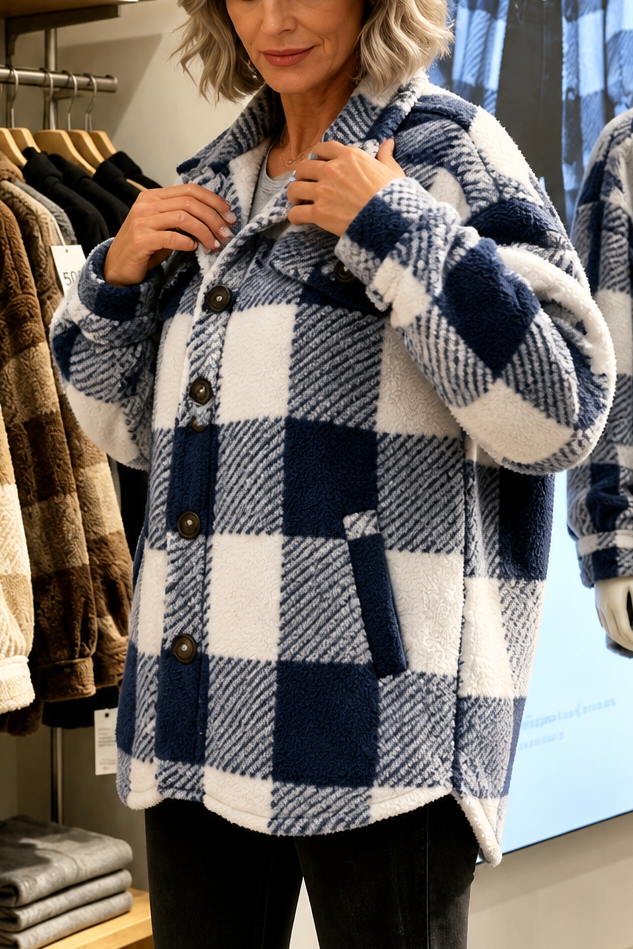 Wearbella – Checked Button-Front Overshirt Jacket