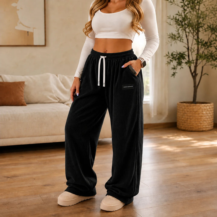 Cordelia – Wide-Leg Corduroy Drawstring Pants