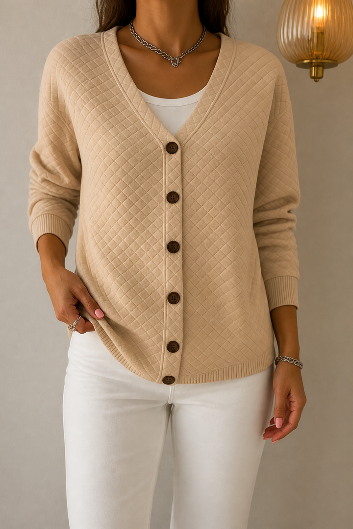 Holdwell – Diamond Quilted Open-Front Cardigan