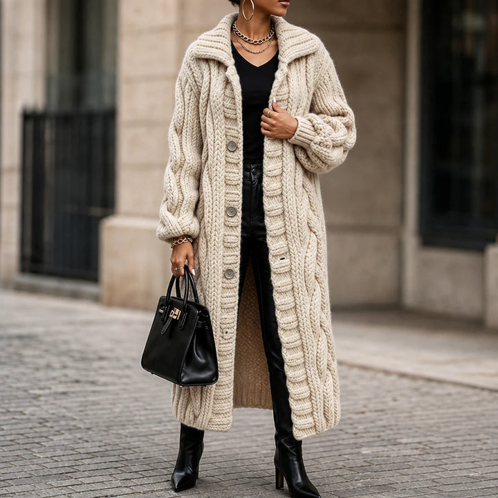 Cablehaven – Oversized Cable-Knit Long Cardigan