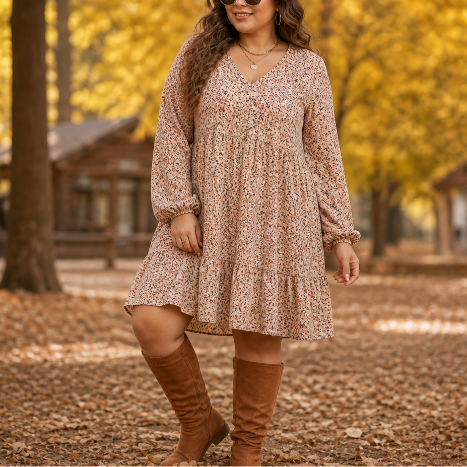 Maple Muse – Botanical Print Midi Dress