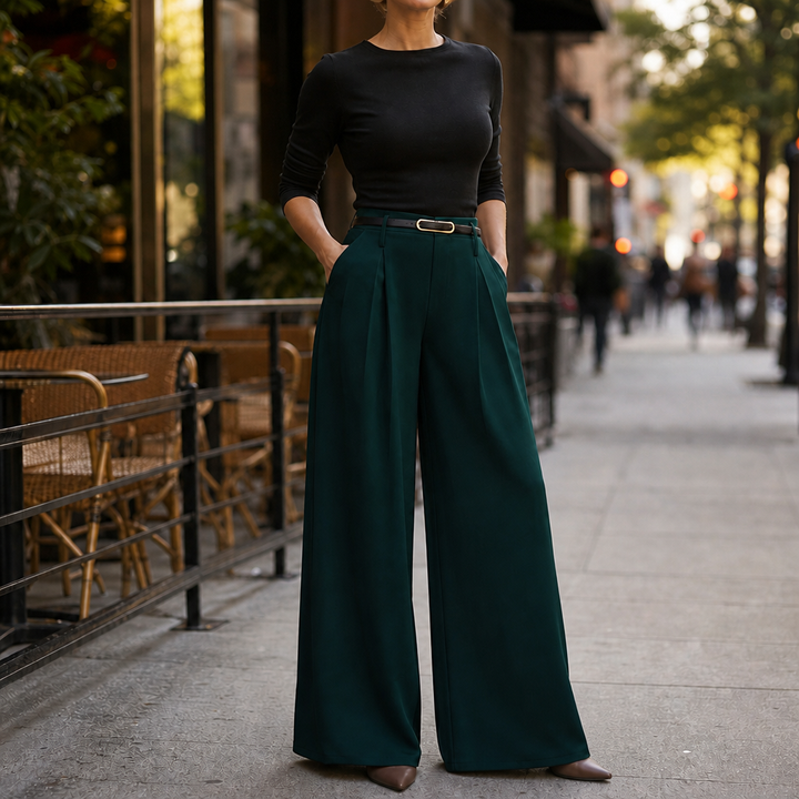 Lunetta – High-Waisted Pleated Wide-Leg Trousers
