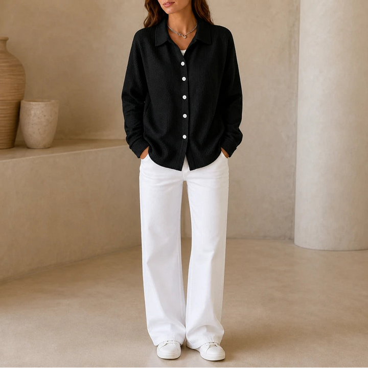 Waffle & Co. – Textured Waffle-Knit Button-Front Shirt Jacket