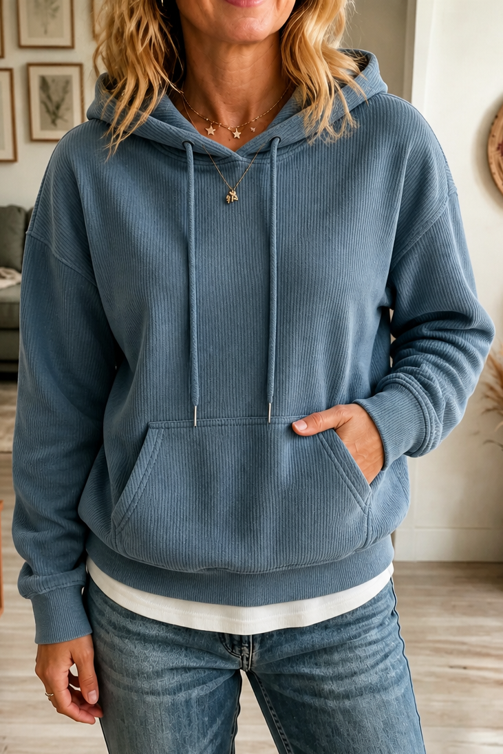 Corduvie – Ribbed Corduroy-Look Hoodie With Pockets