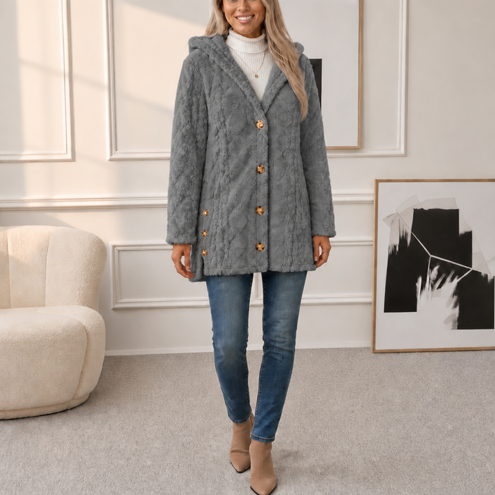 Wearbella – Diamond Jacquard Plush Hooded Coat