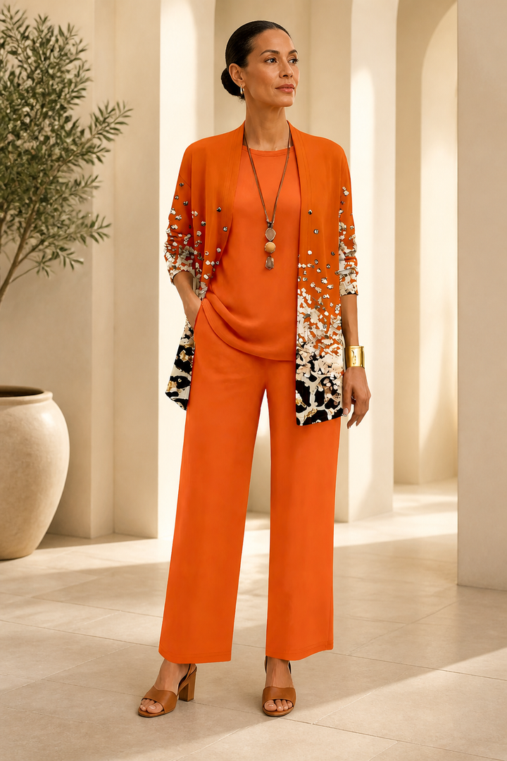 Wearbella – Printed Three-Piece Top And Pants Set