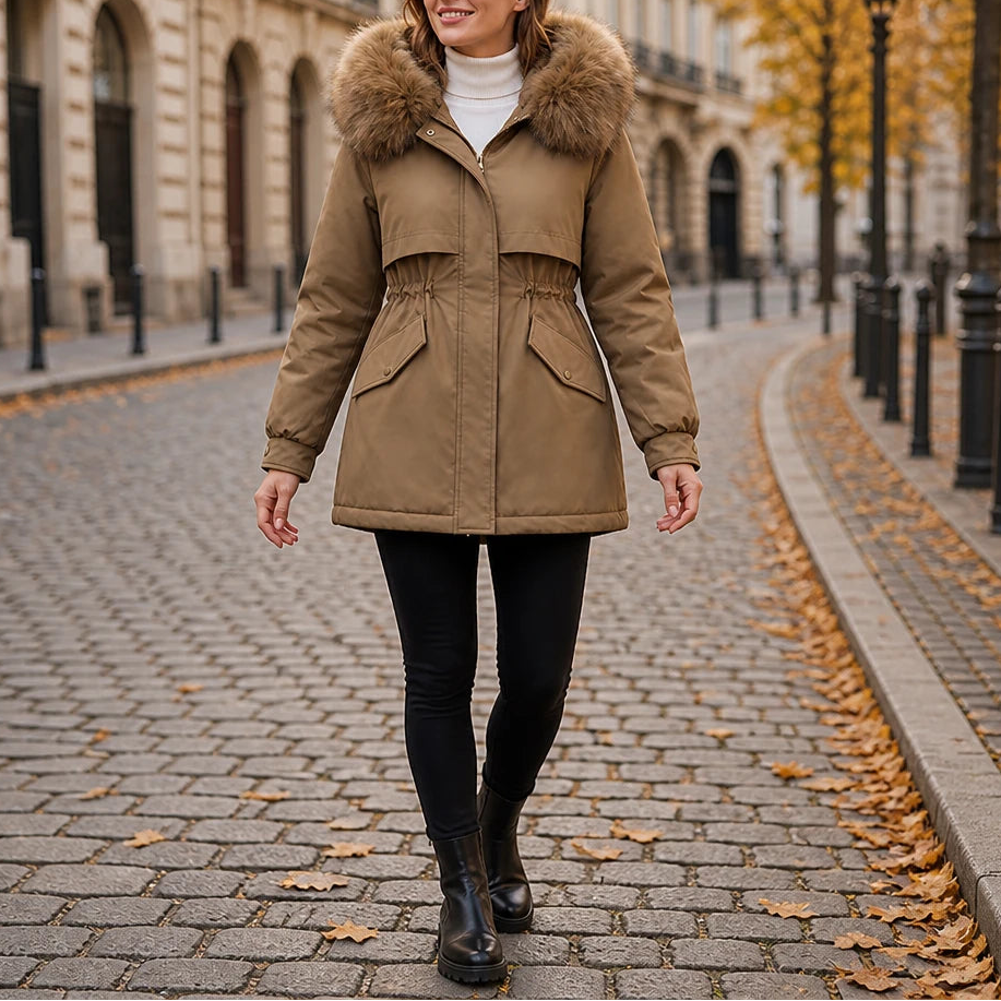 Velora – Plush-Lined Mid-Length Parka