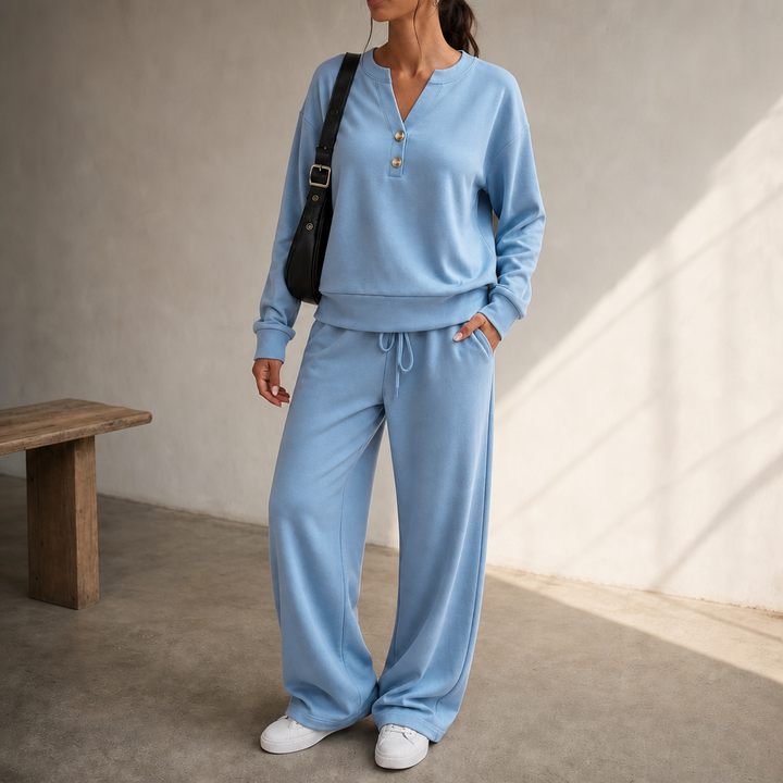 Wearlyn – Henley Wide-Leg Two-Piece Lounge Set