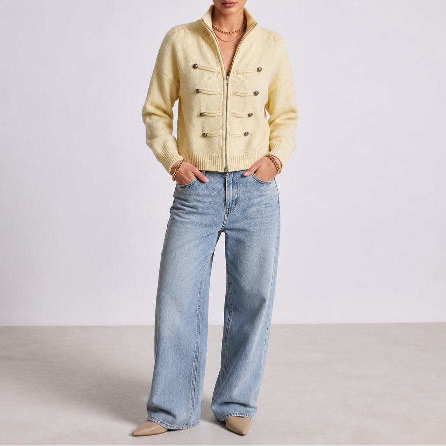 Wearbella – Hussar Knot-Detail Zip Cardigan
