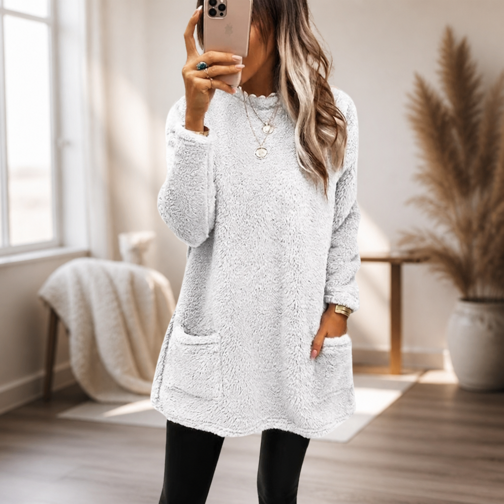 Coreheat – Brushed Fleece-Lined Longline Tunic Top