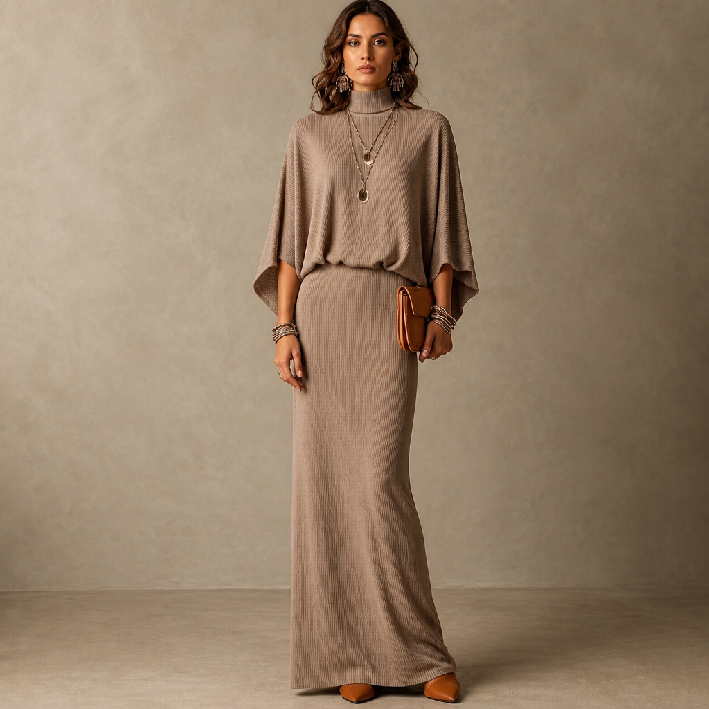 Wearbella – Batwing Sleeve Top And Long Skirt Set