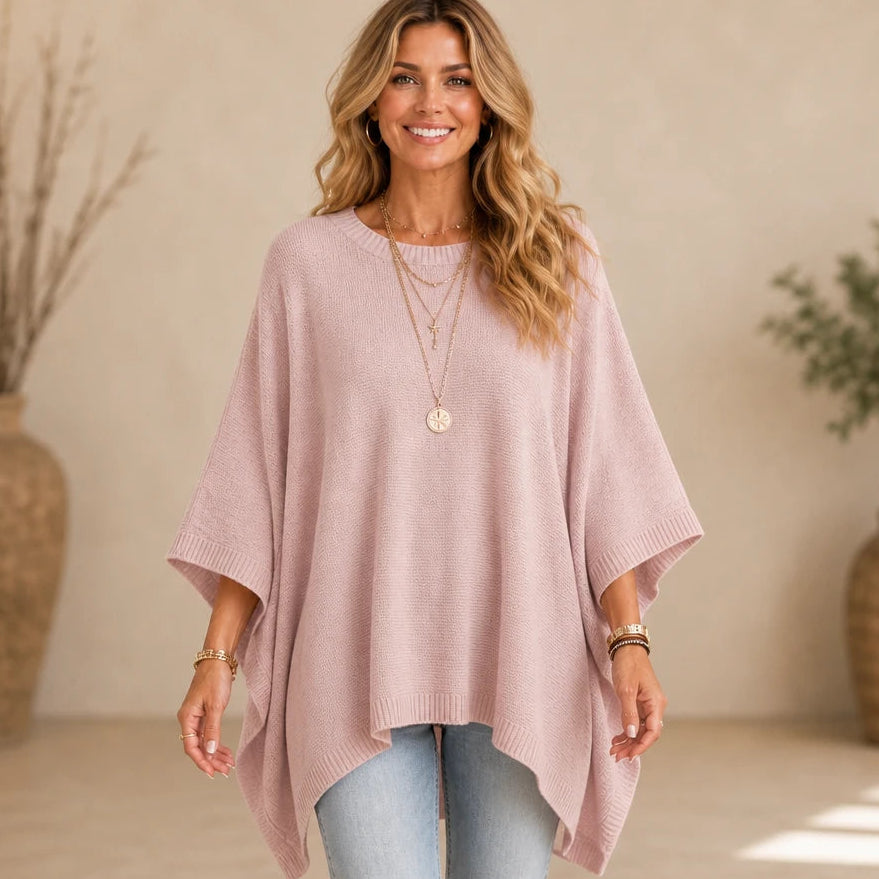 Drapeelle – Asymmetrical Batwing-Sleeve Knit Top