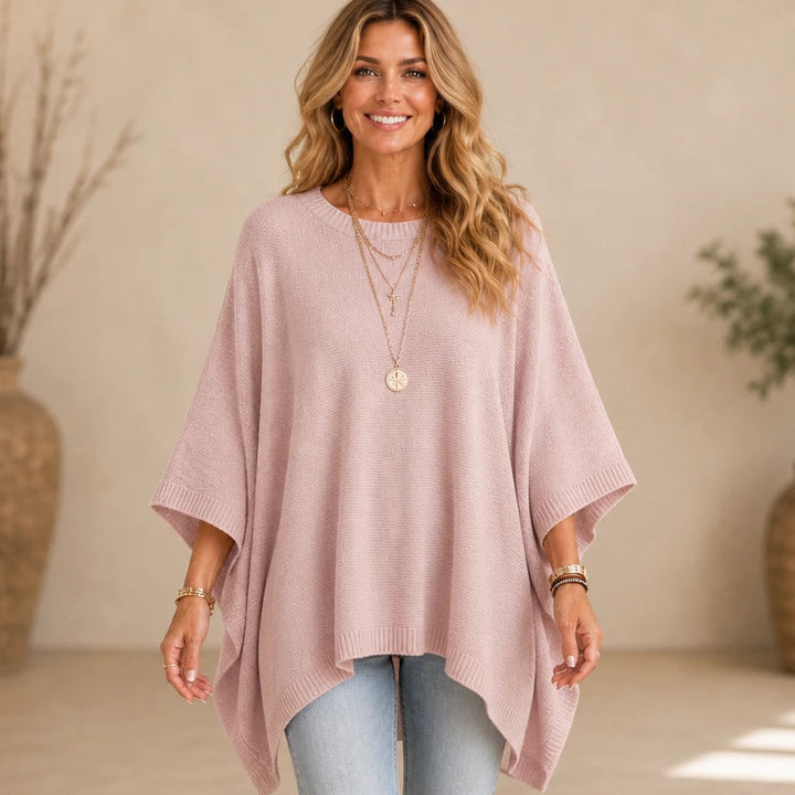 Drapeelle – Asymmetrical Batwing-Sleeve Knit Top