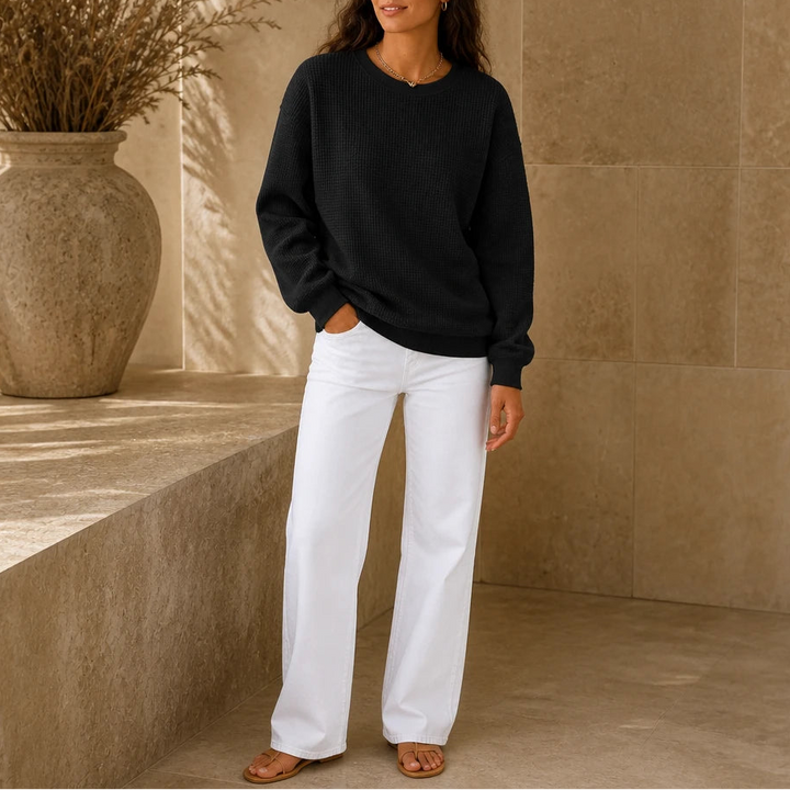Waffle & Wear – Waffle-Knit Crew-Neck Top