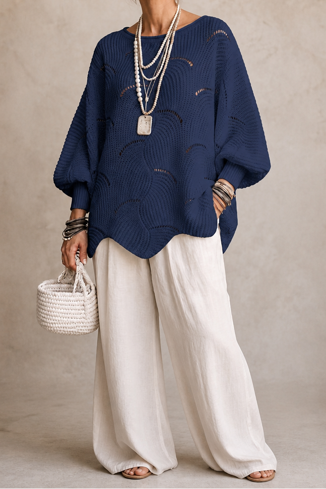 Wearbella – Hollow Wave Batwing Sleeve Sweater