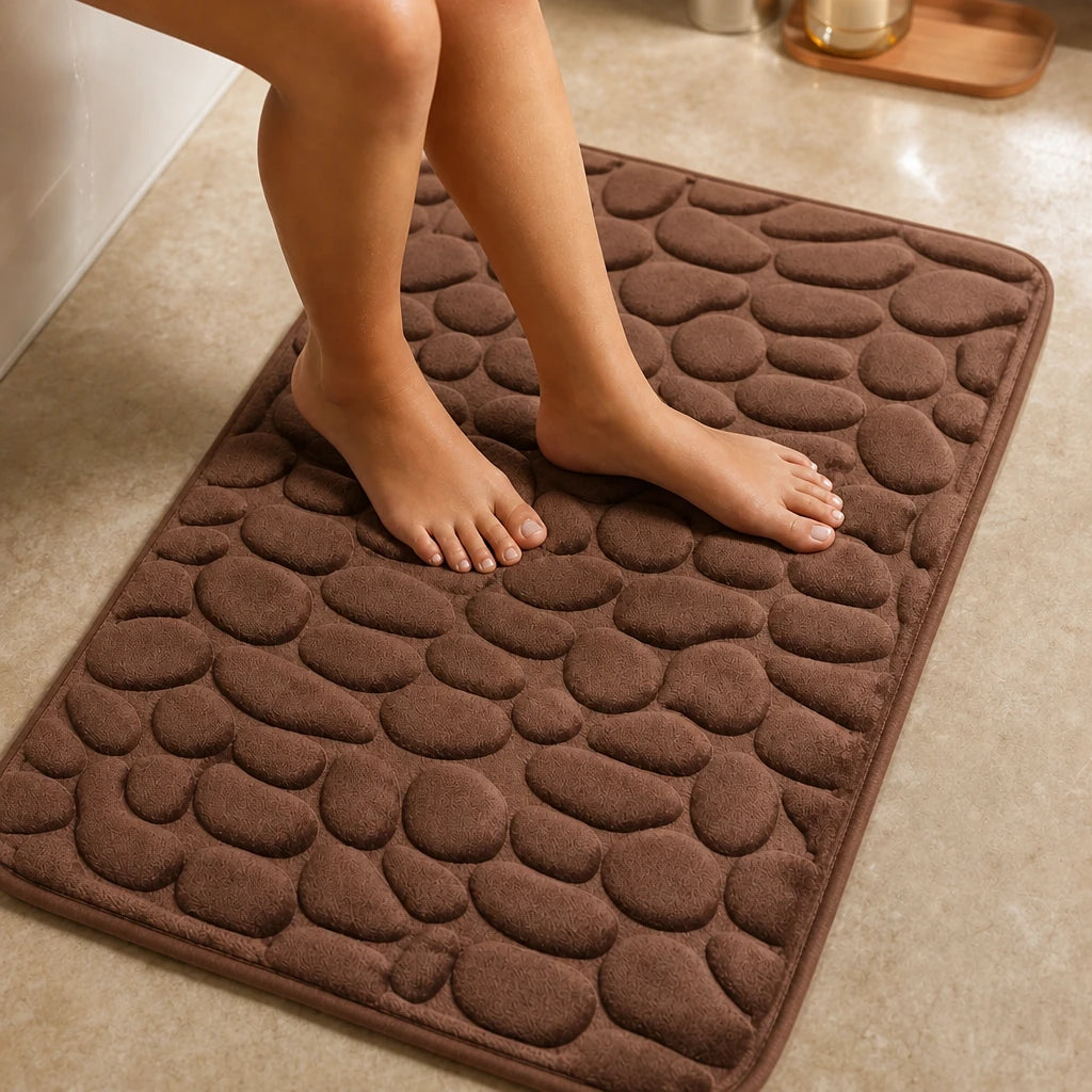 PebbleNest – Pebble-Textured Memory Foam Bath Mat