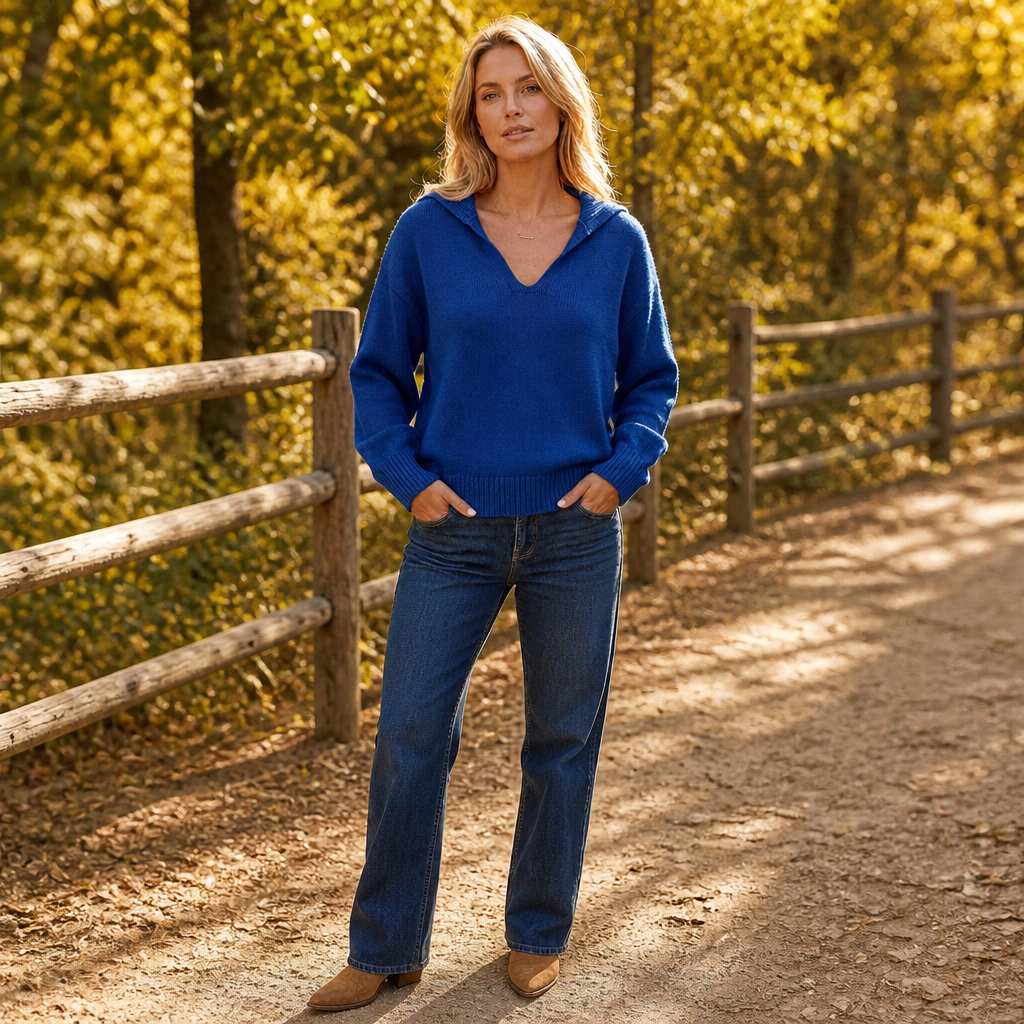 Lapella – Lapel Collar V-Neck Sweater